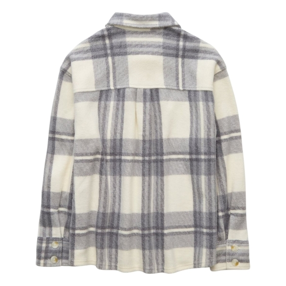 NWT - AMERICAN EAGLE GRAY PLAID FLEECE OVERSIZED SHACKET - SIZE XL - Picture 5 of 9